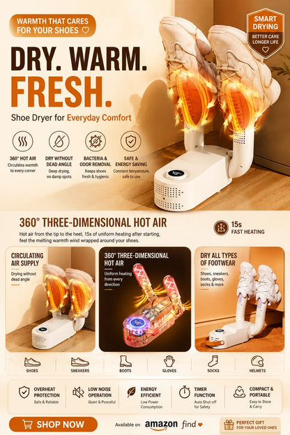 360° Hot Air Shoe Dryer – Rapid Boot & Footwear Drying Machine